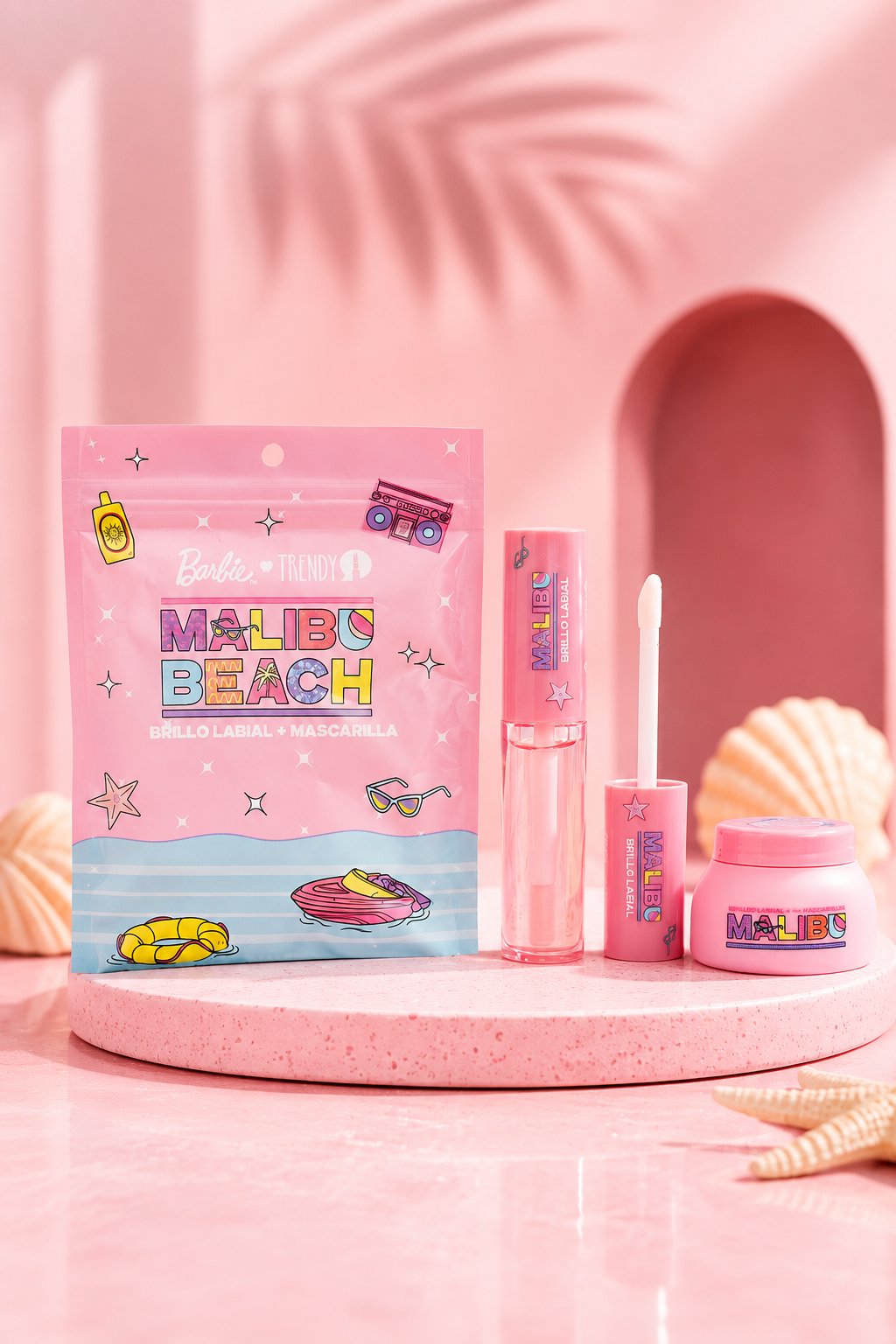 Kit Gloss+Mascarilla Labios Malibú Barbie Trendy
