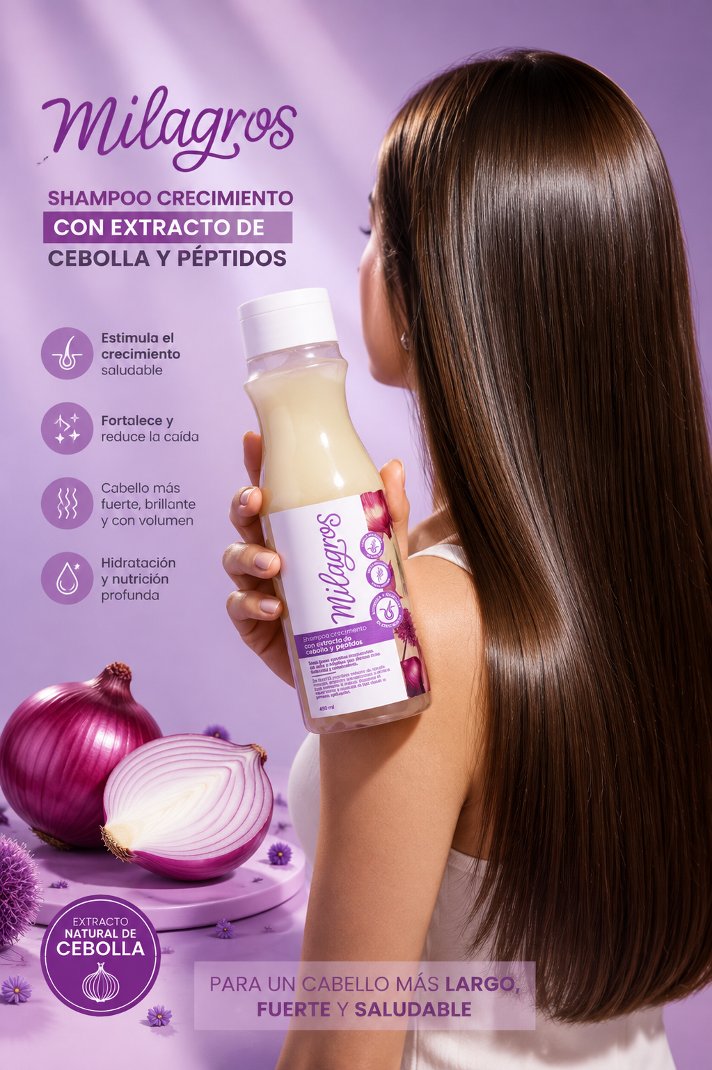 Shampoo Crecimiento Con Extracto de Cebolla y Péptidos Milagros