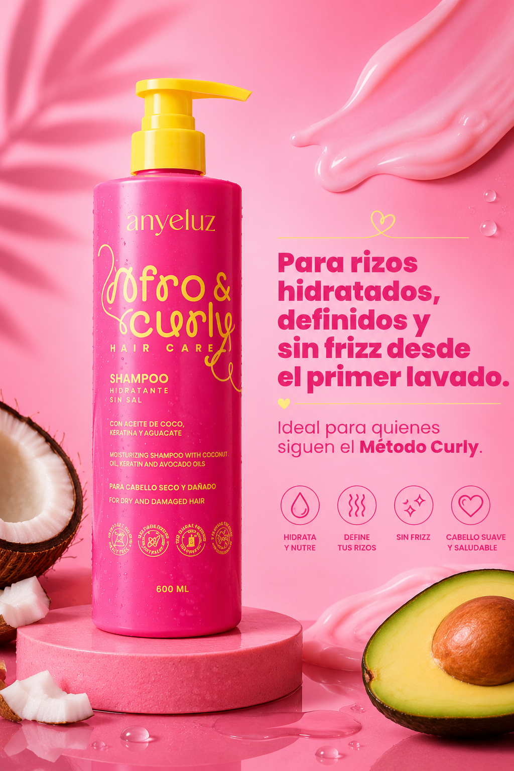 Shampoo hidratante afro & curly Anyeluz