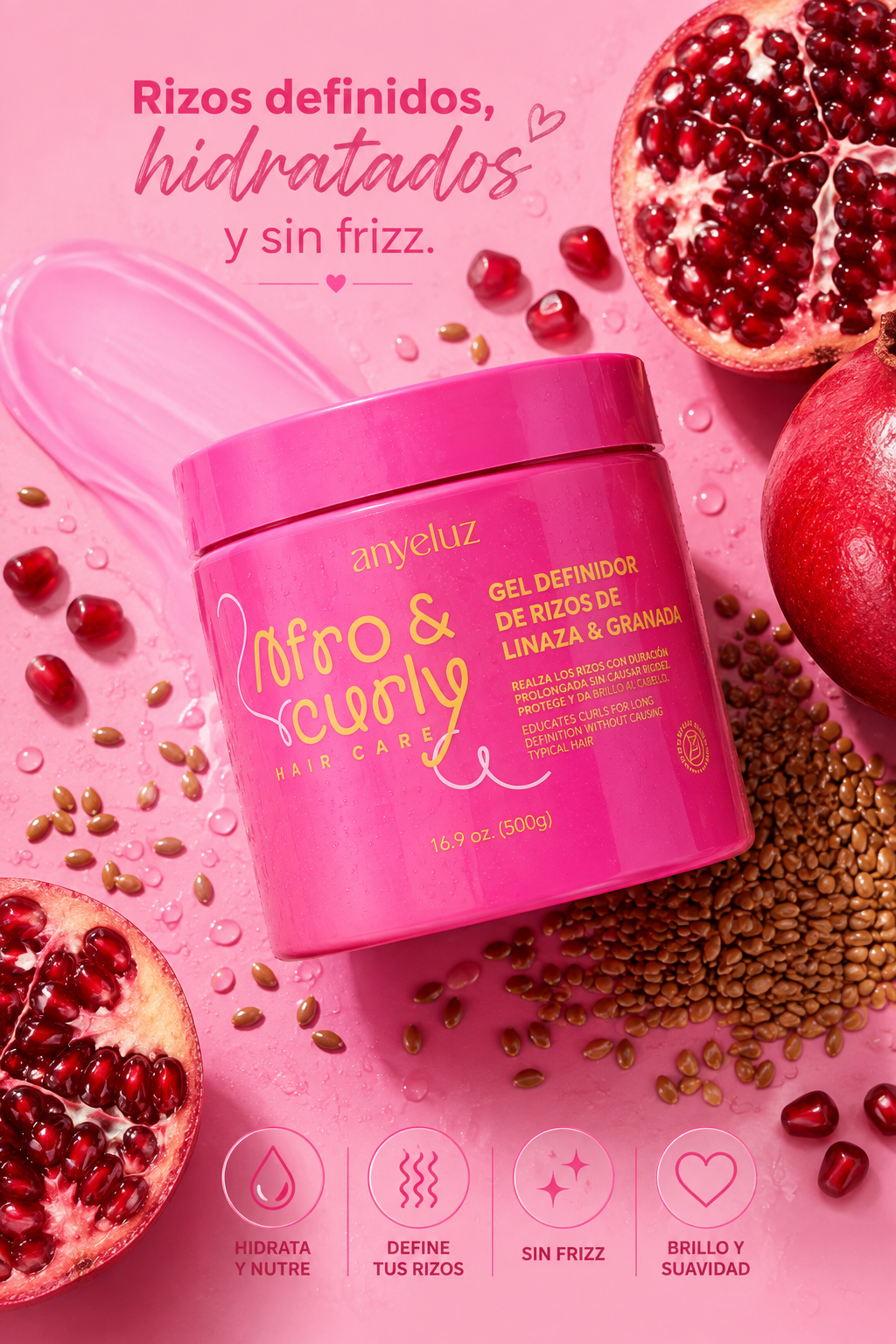 Gel Definidor De Rizos Con Linaza y Granada Anyeluz