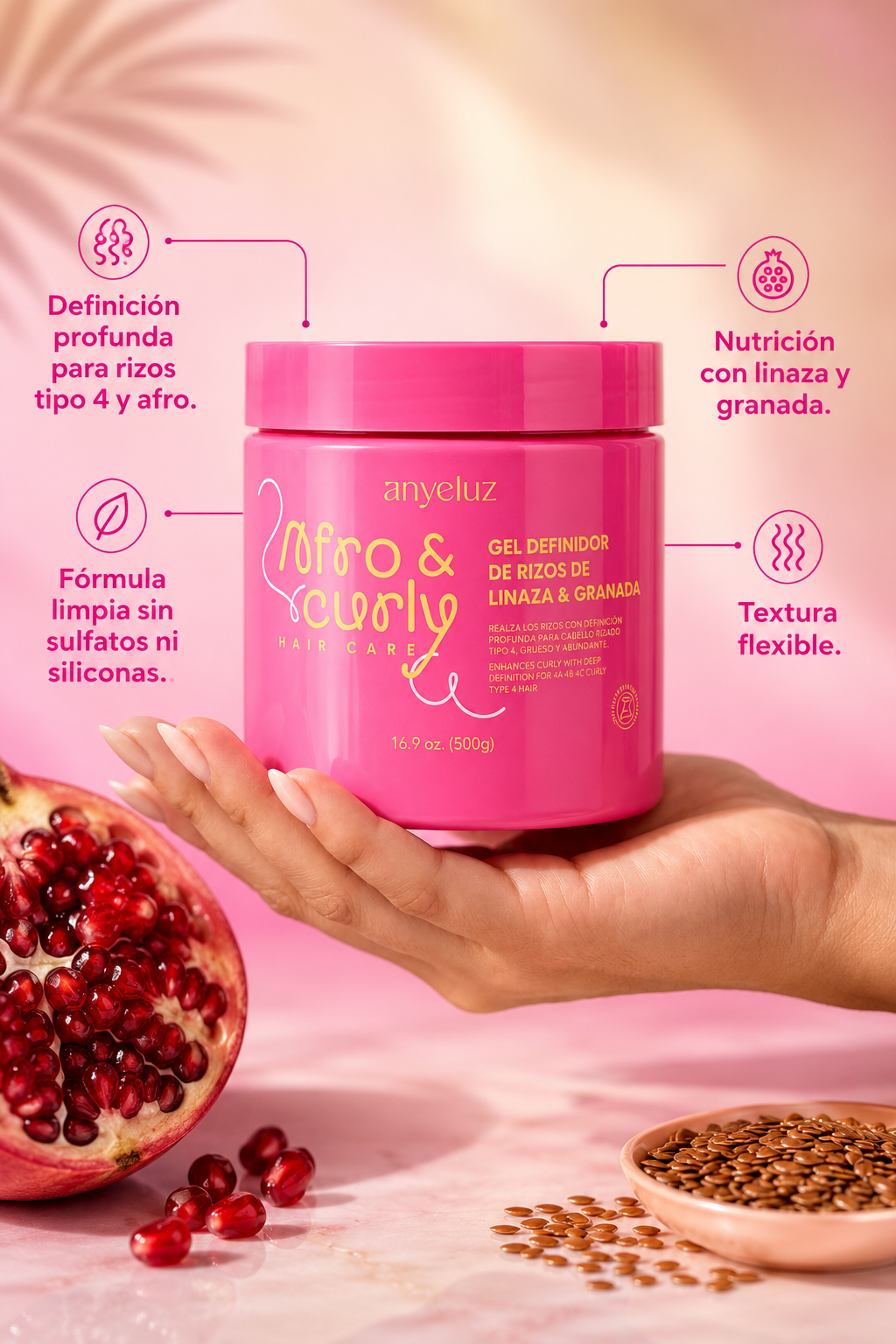 Gel Definidor De Rizos Con Linaza y Granada Anyeluz